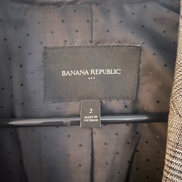 Banana Republic Plaid Grey Blazer size 2 - Picture 3 of 6